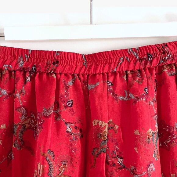 IRO Red Lilie Floral Print Asymmetric Mini Skirt Size 4 - Picture 9 of 11